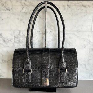 $7.5K LAMBERTSON TRUEX BLACK CROCODILE PURSE BAG *TIFFANY & CO*